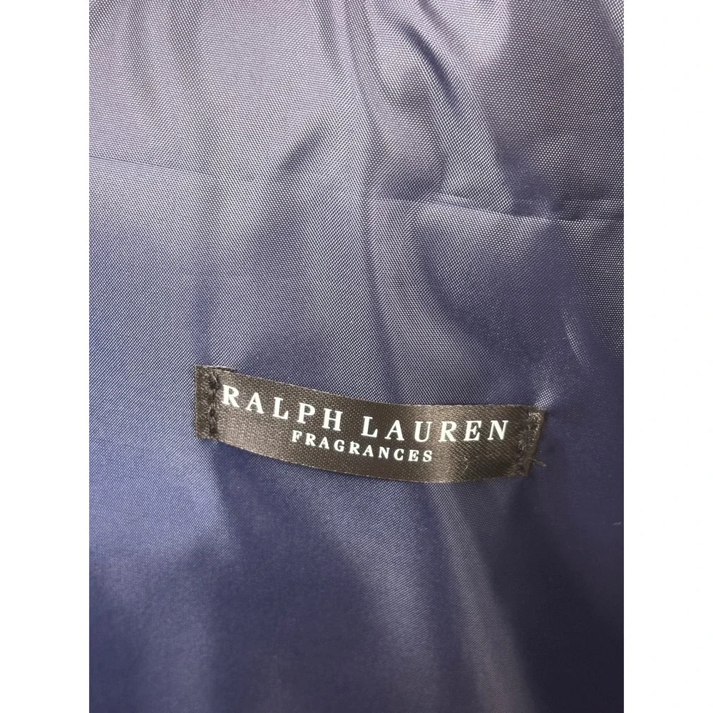 Ralph Lauren Fragrances Navy Blue Canvas Duffel Bag Polo Embroidered Weekend Bag